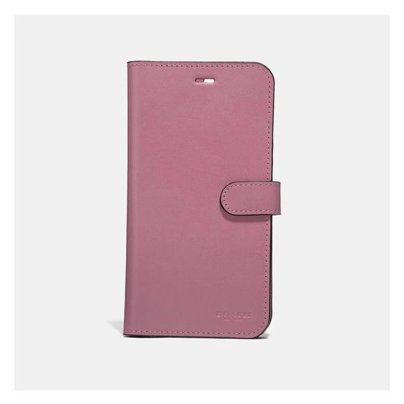 NWT COACH Iphone X Pink Leather Folio